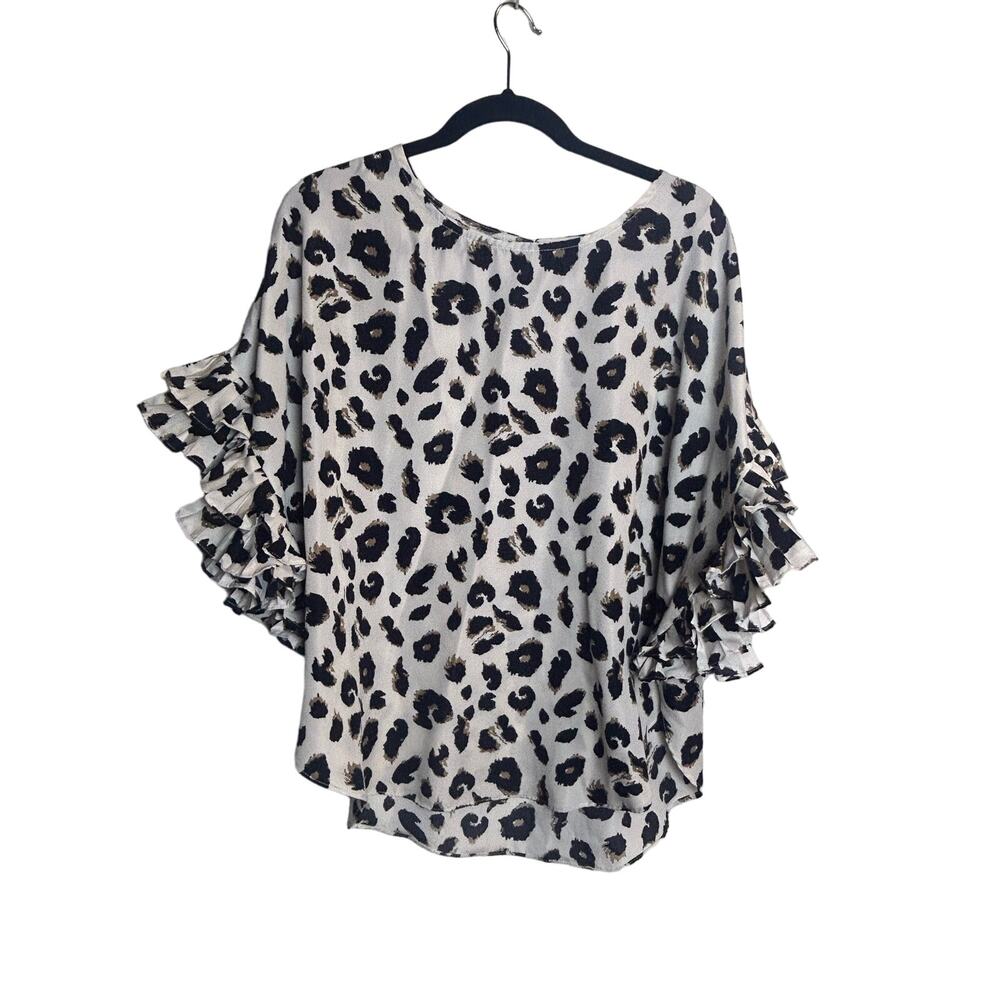 Jodifl Animal Print Top Women Size Small S Ruffle Sleeve Professional Career